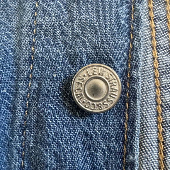 Levi's Blue Denim 100% Cotton Women's Button Up Romper Pockets Cinched Waist XS - Picture 10 of 15